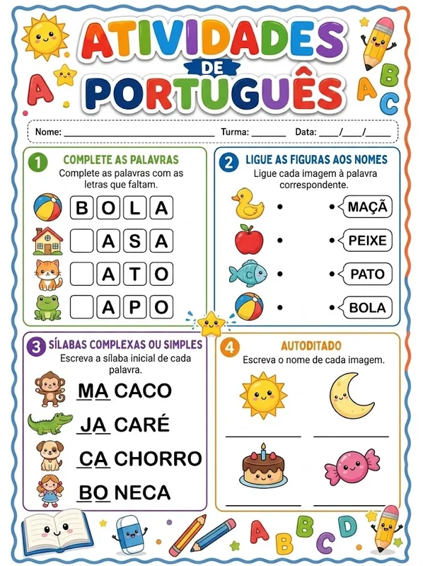 Exemplo de Atividade: Atividades de Português